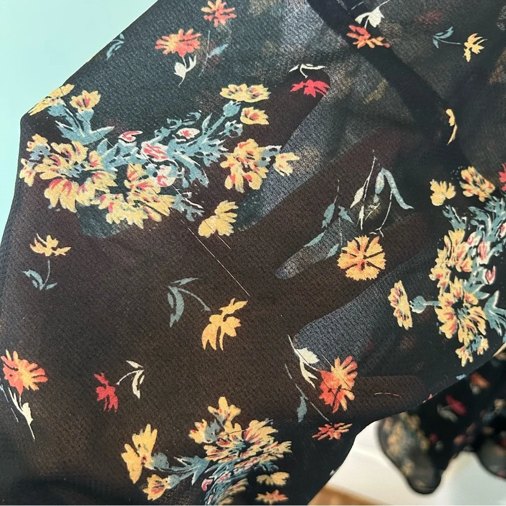 Free People Lilou Floral Bell Sleeve Mini Dress | Size L - Picture 8 of 15